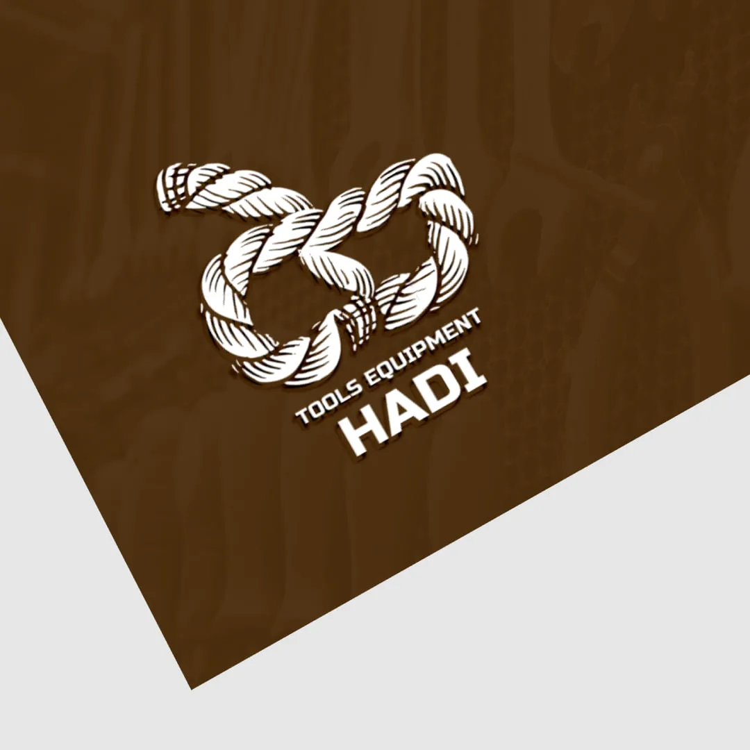 فایل لایه باز لوگو فروش ابزارآلات هادی با پس‌زمینه صنعتی